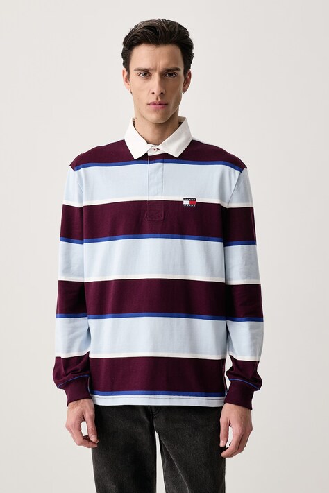Tommy Jeans Μακρυμάνικο ανδρικό βαμβακερό μπορντό DM0DM23531