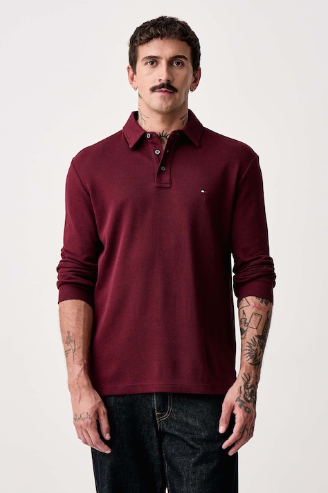 Tommy Hilfiger Longsleeve męski bawełniany z elastanem bordowy MW0MW44651