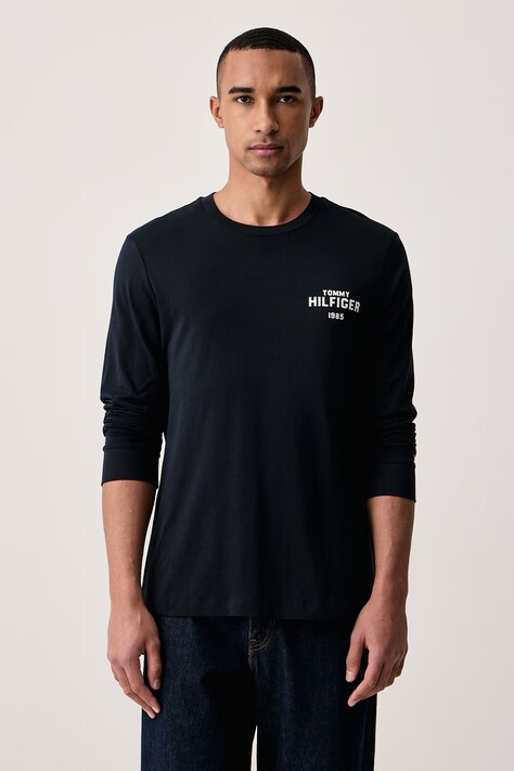 Tommy Hilfiger Μακρυμάνικο ανδρικό βαμβακερό σκούρο μπλε MW0MW44879