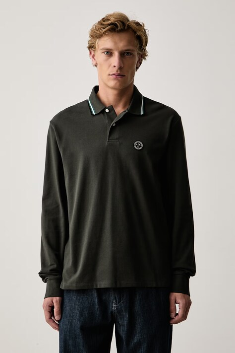 Armani Exchange Longsleeve męski bawełniany zielony XM003427 AF13026