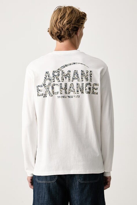 Armani Exchange Tričko s dlhým rukávom pánske bavlnené biele XM003101 AF10361