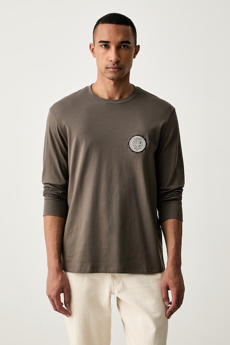 Armani Exchange longsleeve pentru bărbați din bumbac bej XM003076 AF10361