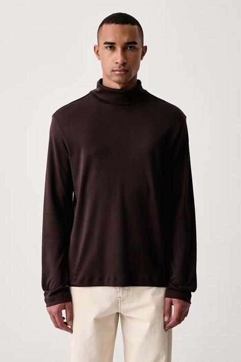 Calvin Klein Tričko s dlouhým rukávem pánské bavlněné hnědé LV04LH215G
