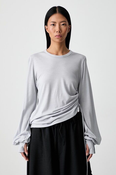 Y-3 longsleeve damski wełniany CNCH DRAPE LS T szary KT9754