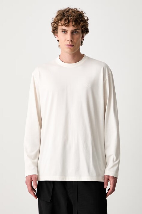 Y-3 U LS TEE longsleeve męski bawełniany beżowy KQ9777