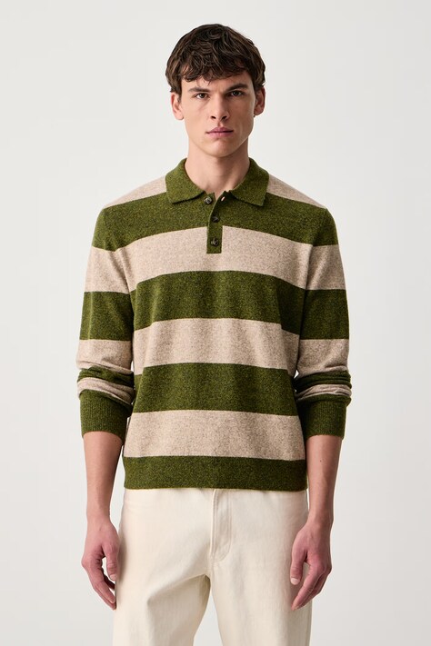 United Colors of Benetton Sweter męski z dodatkiem wełny zielony 1OK9K301Z