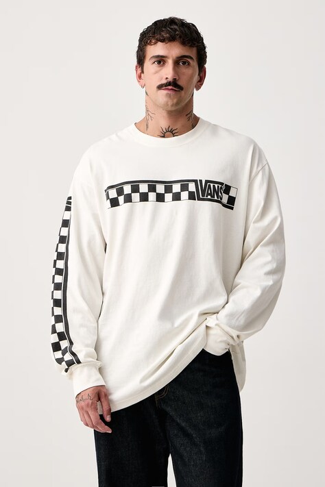 Vans Majica z dolgimi rokavi moška bombažna bež VN000X2BFS81