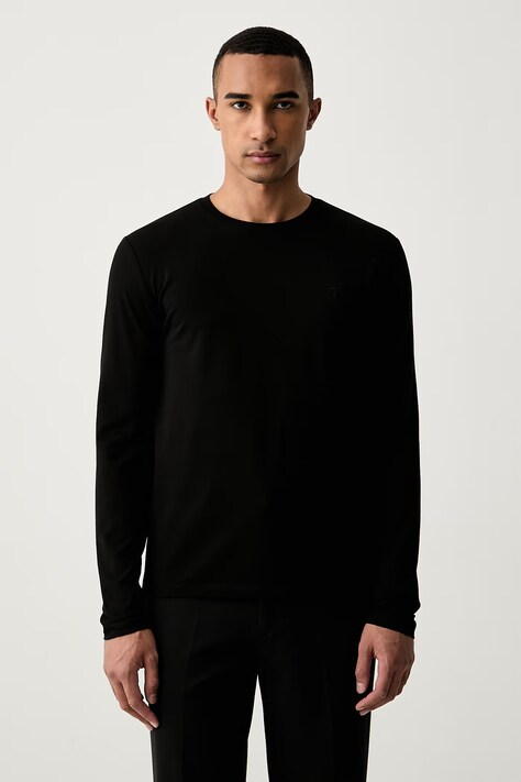 Trussardi longsleeve męski bawełniany z elastanem czarny G0238100040N