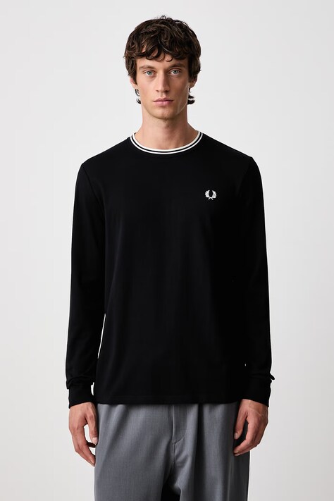Fred Perry Longsleeve męski bawełniany granatowy M9602