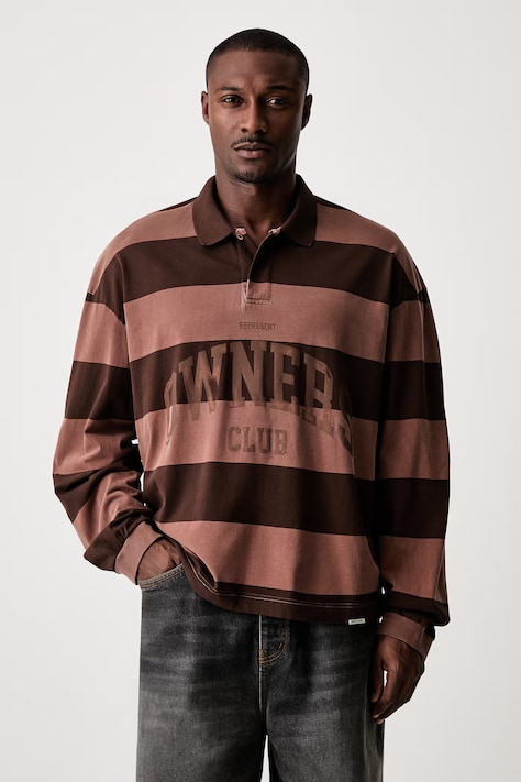 Represent longsleeve męski bawełniany brązowy OCM100089