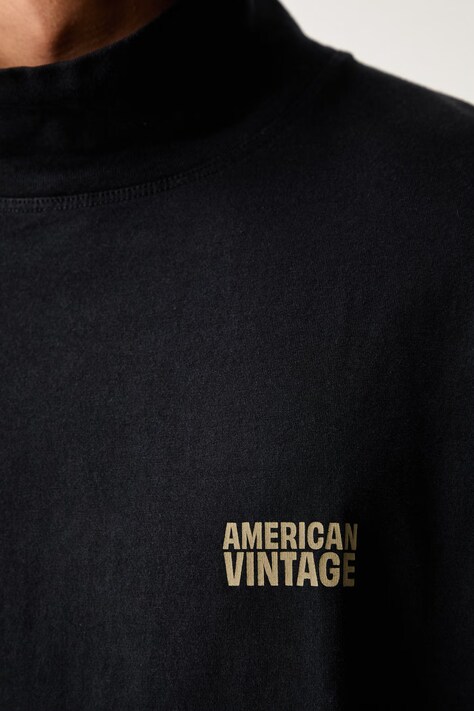 American Vintage лонгслів чоловічий бавовняний — AW26-BUMZYB, чорний — фото 5