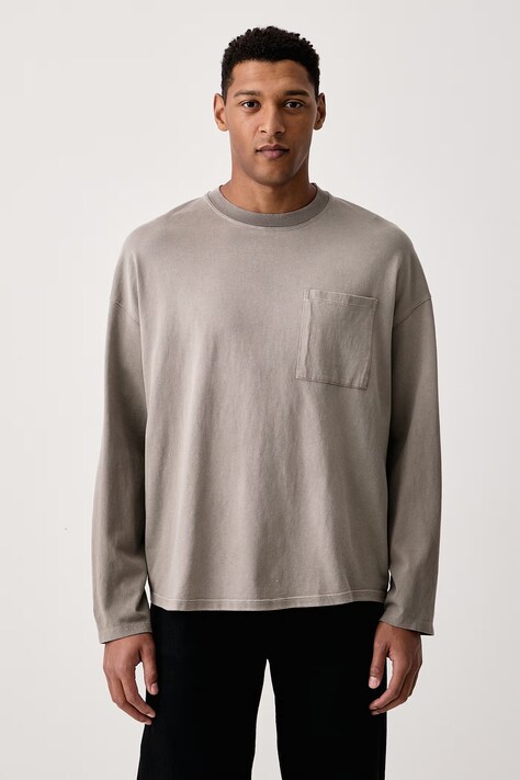 American Vintage Longsleeve męski bawełniany beżowy MAFO02E