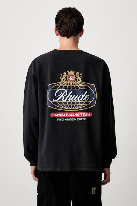 RHUDE longsleeve męski bawełniany czarny RHPF26TT16012