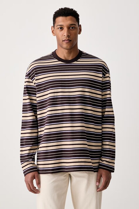 Les Deux Longsleeve męski bawełniany brązowy 1001963