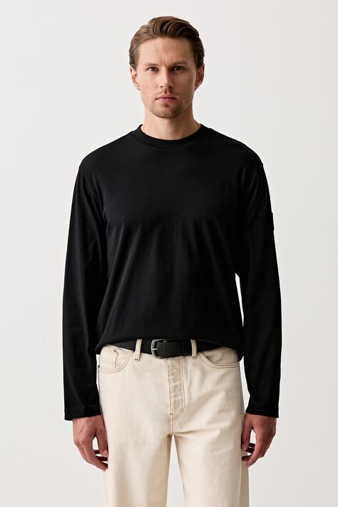 Karl Lagerfeld Jeans longsleeve męski bawełniany czarny B3M17004