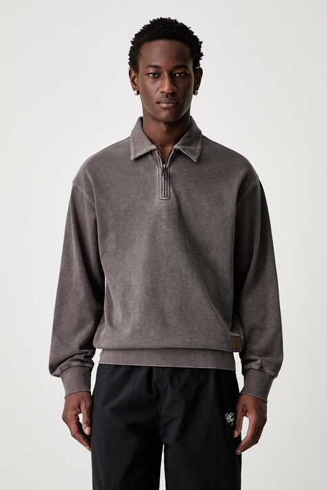 Carhartt WIP Harper Polo longsleeve męski bawełniany brązowy I036893
