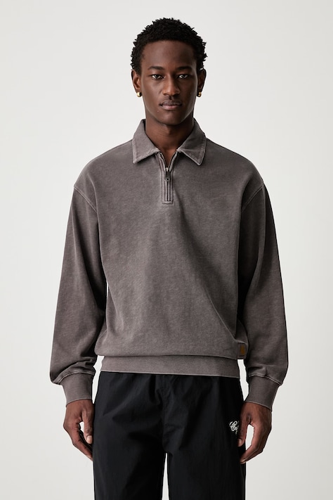 Carhartt WIP Harper Polo longsleeve męski bawełniany brązowy I036893