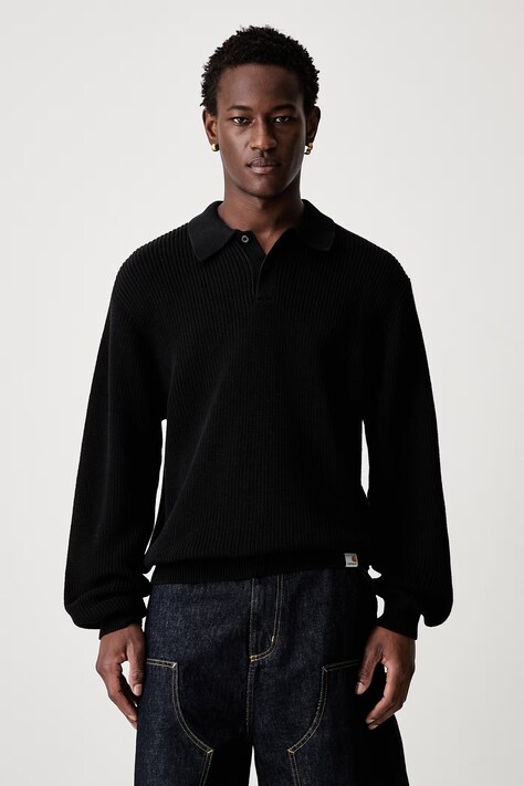 Carhartt WIP L/S Miles sweter bawełniany męski czarny I036858