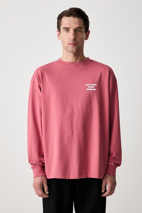 Drôle de Monsieur Slogan longsleeve męski bawełniany różowy L-TS286-CO248