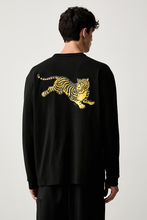 Kenzo longsleeve męski bawełniany czarny FG65TL3644SG