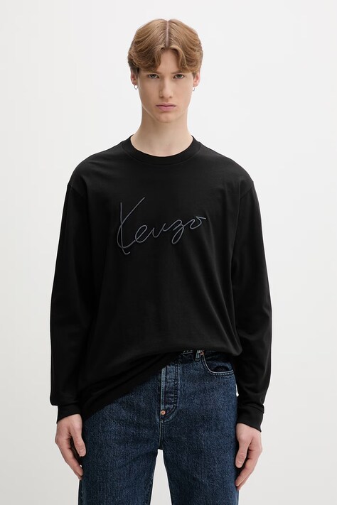 Kenzo longsleeve męski bawełniany czarny FG65TL3614SG