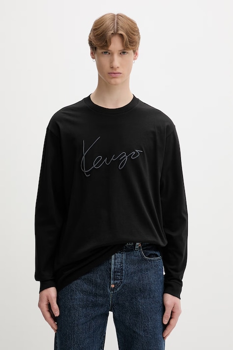 Kenzo longsleeve męski bawełniany czarny FG65TL3614SG