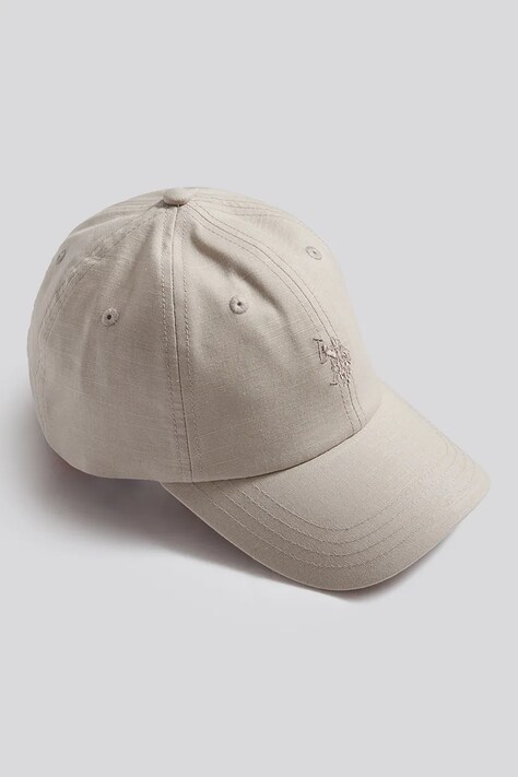 U.S. Polo Assn. Czapka z daszkiem dziecięca z dodatkiem lnu beżowa USP4707