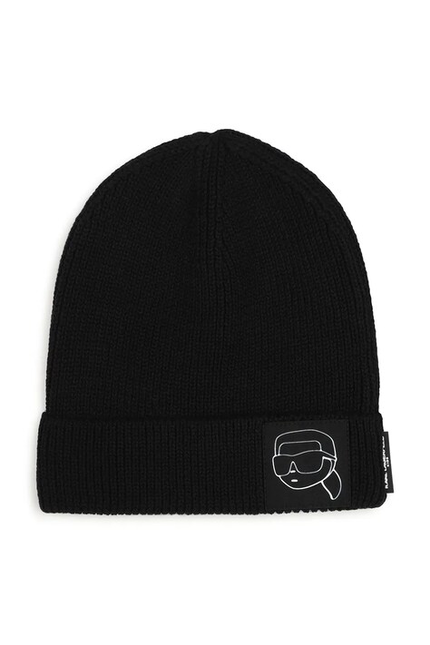 Karl Lagerfeld Beanie kapa za djecu od pamuka crna Z31442