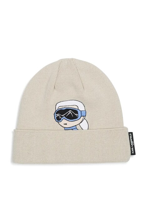 Karl Lagerfeld Beanie kapa za djecu od pamuka bež Z31421