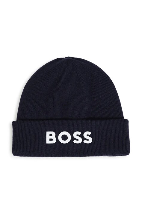 BOSS Czapka beanie dziecięca z wiskozą granatowa J53584