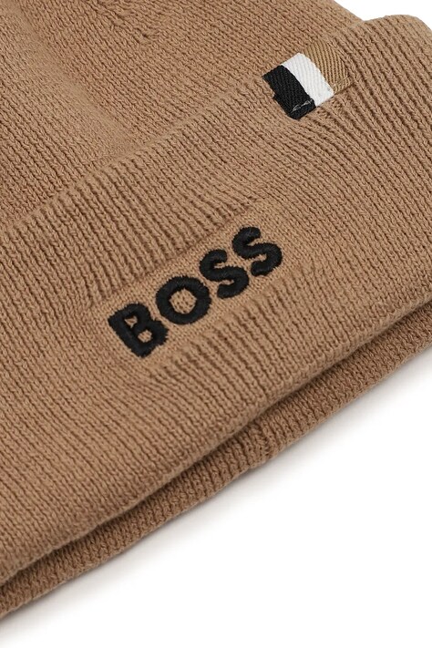 BOSS Czapka z pomponem dziecięca brązowa J53567
