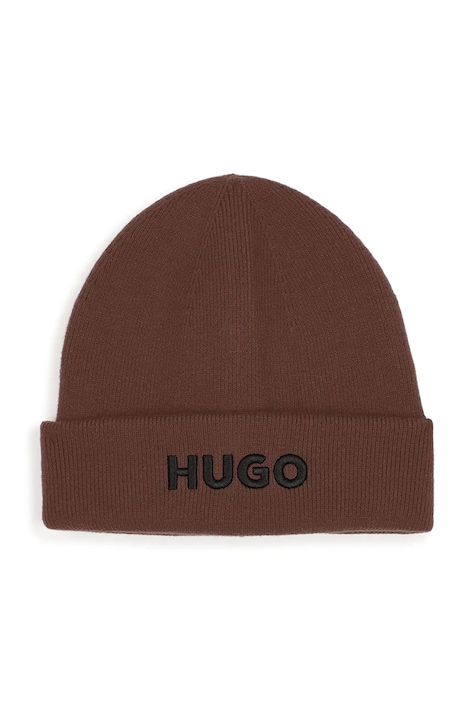 HUGO Czapka beanie dziecięca brązowa G01315