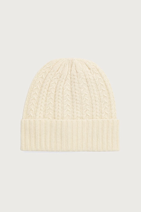 United Colors of Benetton Czapka beanie damska z wełną beżowa 6I68VA00M