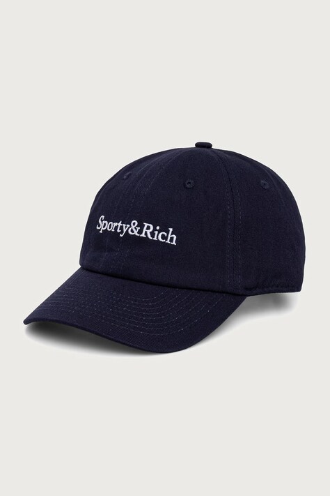 Sporty & Rich Serif Logo czapka z daszkiem bawełniana damska granatowa AC04084300BL106