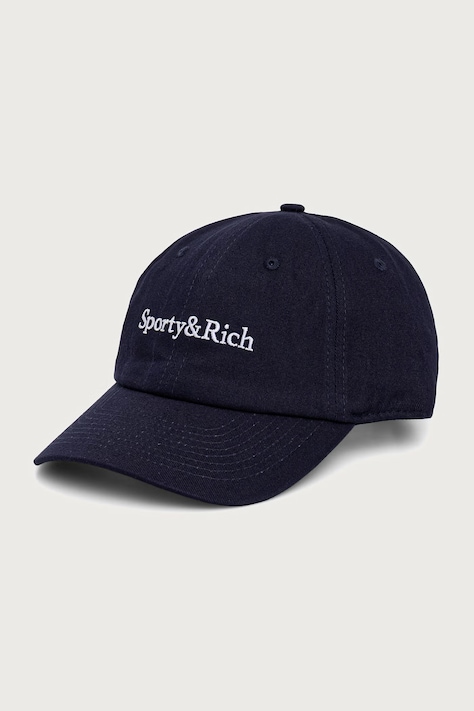 Sporty & Rich Serif Logo czapka z daszkiem bawełniana damska granatowa AC04084300BL106
