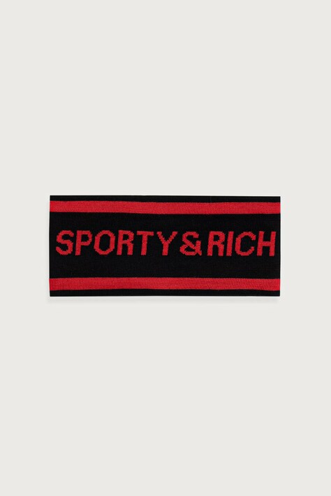 Sporty & Rich Bold Logo opaska na głowę wełniana damska czarna AC11382315BA14