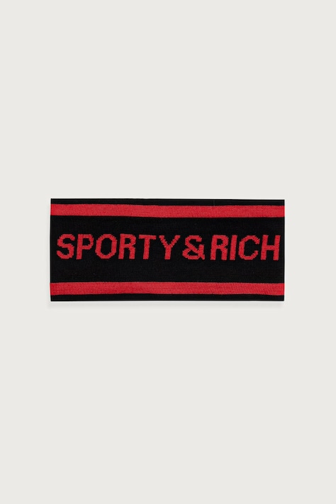 Sporty & Rich Bold Logo opaska na głowę wełniana damska czarna AC11382315BA14