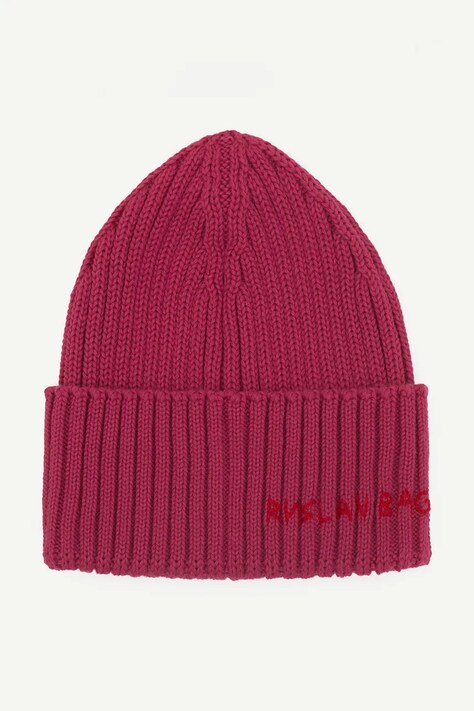 RUSLAN BAGINSKIY Czapka beanie damska z wełną merino Hand-embroidered Beanie różowa BN138/034-MWP-RU