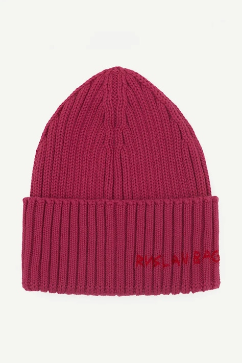RUSLAN BAGINSKIY Czapka beanie damska z wełną merino Hand-embroidered Beanie różowa BN138/034-MWP-RU