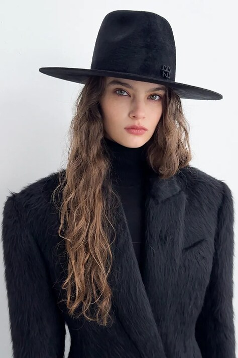 RUSLAN BAGINSKIY Kapelusz damski Fedora czarny FDR033-10F-WRB