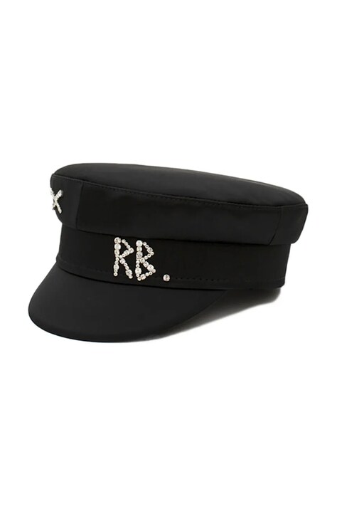 RUSLAN BAGINSKIY Kaszkiet damski Crystal-embellished Satin Baker Boy Cap czarny KPC033-STN-DMD