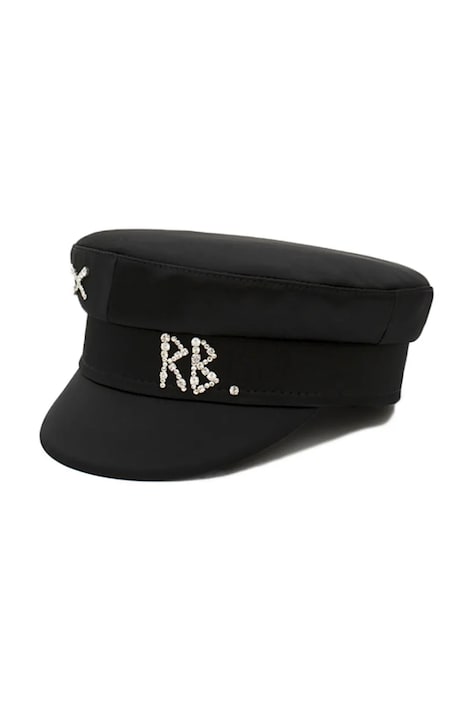 RUSLAN BAGINSKIY Kaszkiet damski Crystal-embellished Satin Baker Boy Cap czarny KPC033-STN-DMD