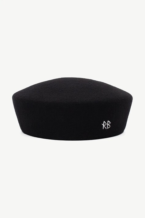 RUSLAN BAGINSKIY Czapka damska wełniana Wool Felt Pillbox Hat czarna MMM033-WF