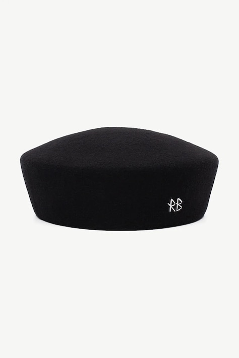 RUSLAN BAGINSKIY Czapka damska wełniana Wool Felt Pillbox Hat czarna MMM033-WF