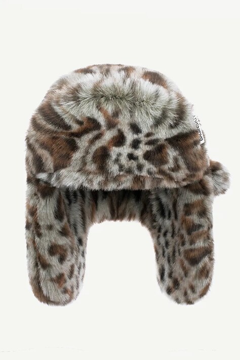 RUSLAN BAGINSKIY Czapka uszatka damska Faux-Fur Aviator Hat brązowa AVH059-P-FF-FLT