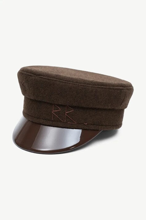 RUSLAN BAGINSKIY Kaszkiet damski z wełną Wool-blend Baker Boy Cap brązowy KPC09-WP-LK