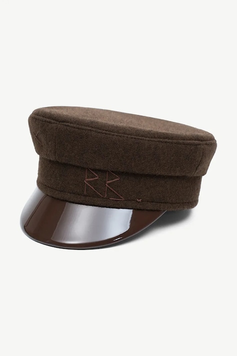 RUSLAN BAGINSKIY Kaszkiet damski z wełną Wool-blend Baker Boy Cap brązowy KPC09-WP-LK