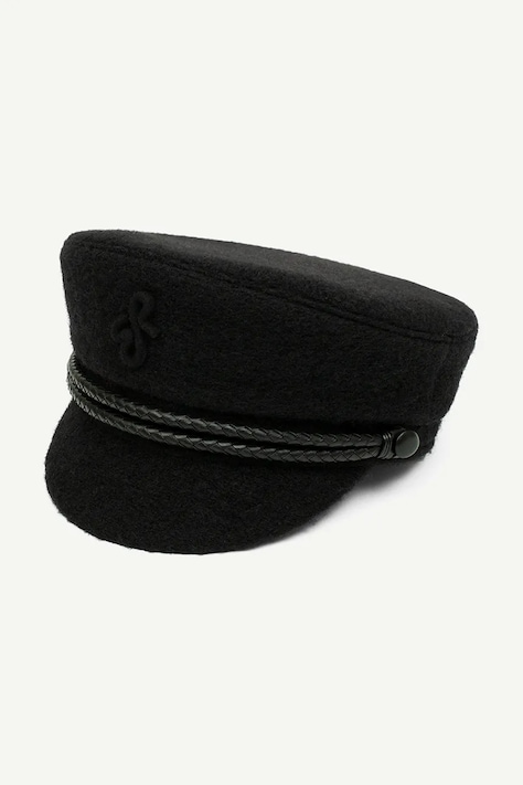 RUSLAN BAGINSKIY Kaszkiet damski z wełną Monogram-embellished Cap czarny NBC033-WP-LSNR-PFRB