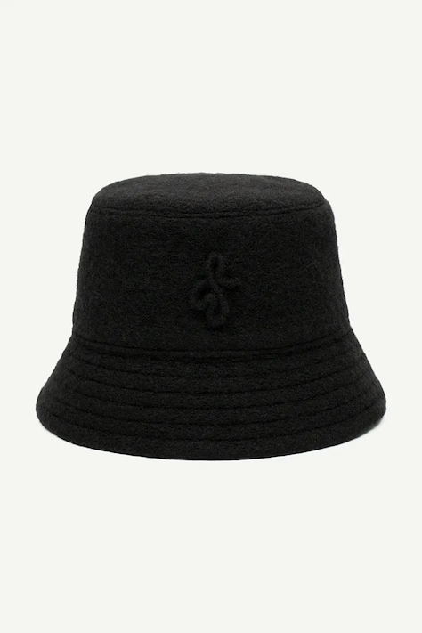 RUSLAN BAGINSKIY Kapelusz bucket damski z wełną Monogram-embellished Bucket Hat czarny BCT033-WP-PFRB