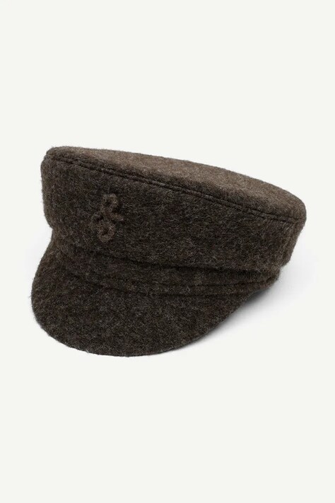 RUSLAN BAGINSKIY Kaszkiet damski z wełną Wool-blend Cap brązowy NBC09-WP-PFRB